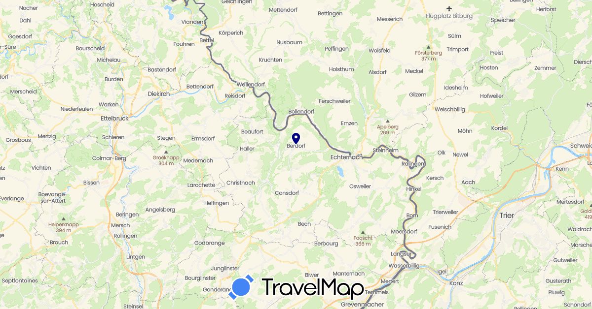 TravelMap itinerary: driving in Luxembourg (Europe)